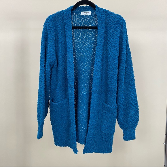 Zenana Long Sleeve Popcorn Sweater Cardigan with Pockets main image 1